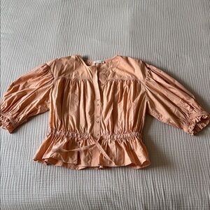 Ulla Johnson Peach Button-Up Top